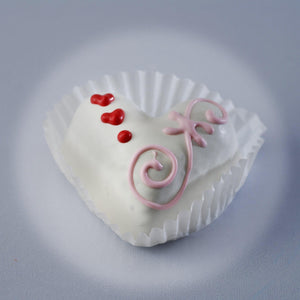 white chocolate brownie heart decorated