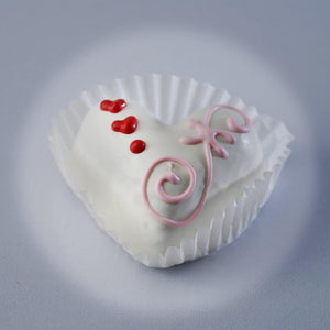 white chocolate brownie heart decorated