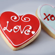 Load image into Gallery viewer, heart butter shortbread cookies decorated
