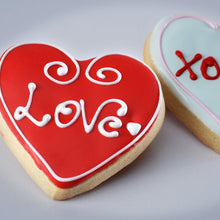 Load image into Gallery viewer, heart butter shortbread cookies decorated
