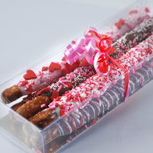 Load image into Gallery viewer, chocolate dipped pretzels for valentine
