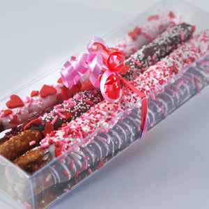 Valentine gift chocolate dipped & decorated with hearts and sprinkles